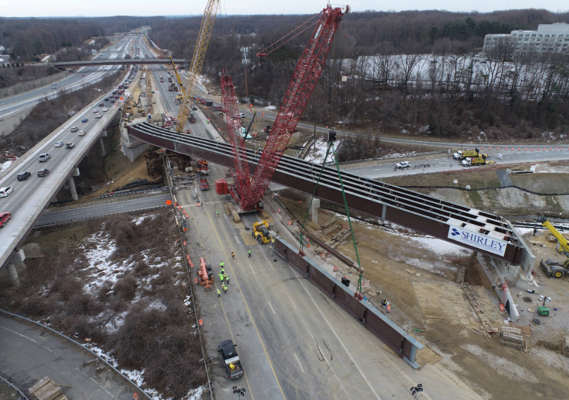 Shirley installed 10 massive girders across interstate 495